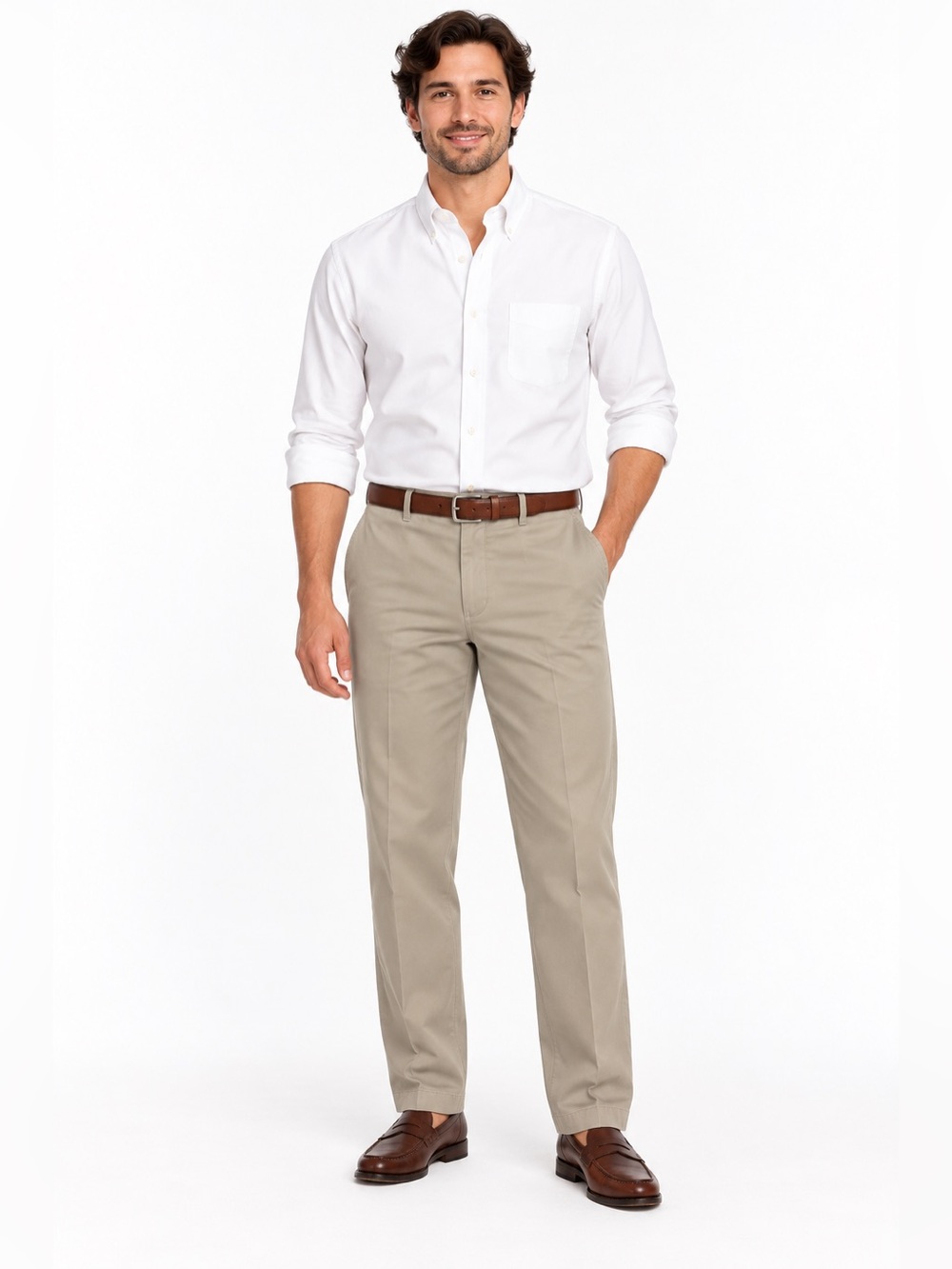 Haggar H26 Men’s Khaki Classic Fit Flat Front Pants